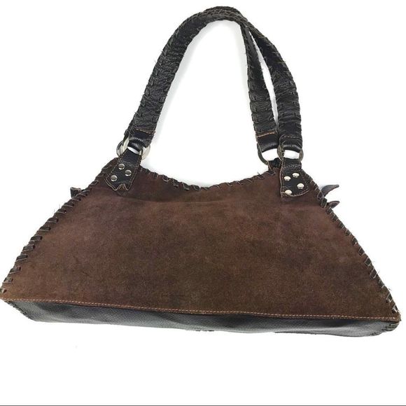 Carla Mancini brown suede & leather handbag - Picture 3 of 8